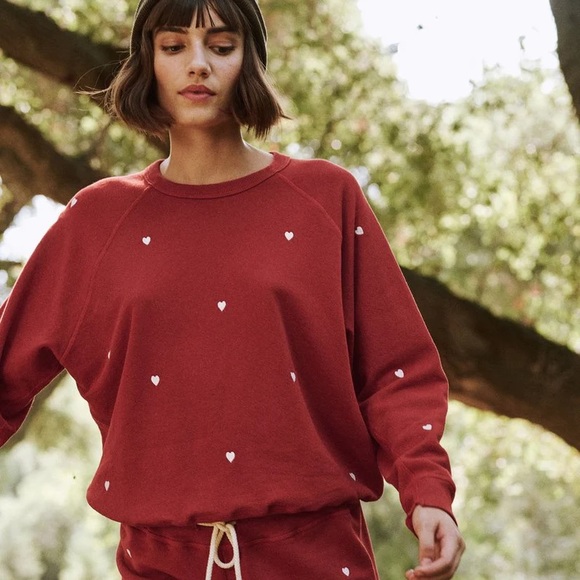 THE GREAT. Tops - The GREAT. College Sweatshirt in Holly with Heart Embroidery ♥️